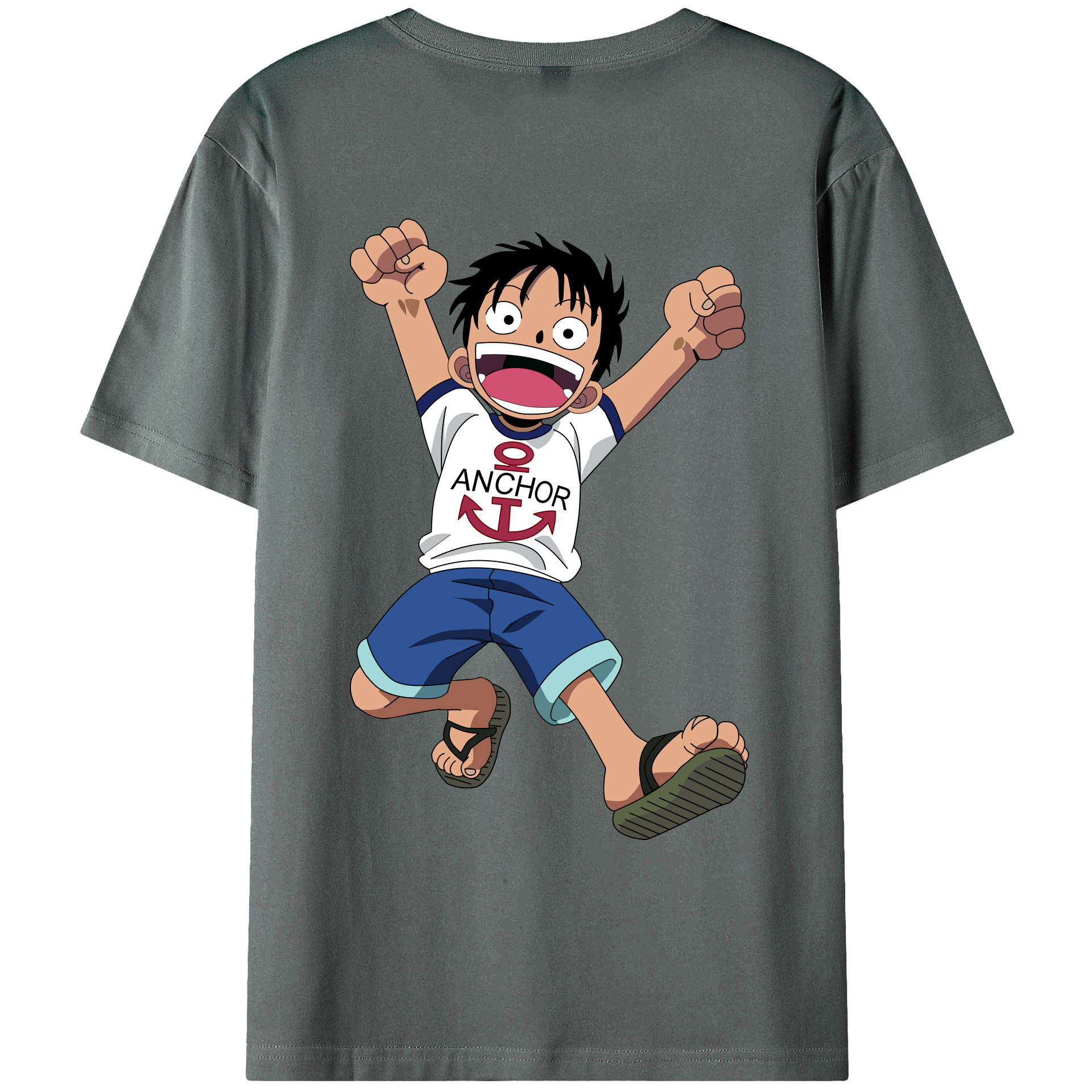 ワンピース モンキー・D・ルフィ ONE PIECE Monkey D. Luffy 綿100％ メンズ半袖Tシャツ（バックプリント） 通気性